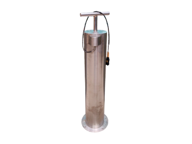 Lone standing stainless steel bike pump